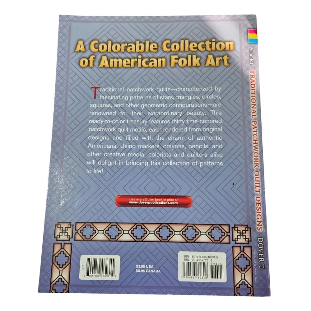 Adult Coloring Book Traditional Patchwork Quilt Designs by Carol Schmidt